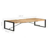 Coffee Table 180x90x40 cm Solid Wood Mango - Close-Up Angle