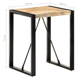 Dining Table 60x60x75 cm Solid Wood Mango - 45-Degree Angle