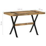 Dining Table 120x60x76 cm Rough Mango Wood - Close-Up Angle