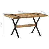 Dining Table 140x70x76 cm Rough Mango Wood - Close-Up Angle