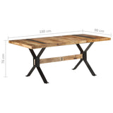 Dining Table 180x90x76 cm Rough Mango Wood - Close-Up Angle