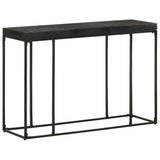 Console Table Black 110x35x76 cm Solid Acacia and Mango Wood - Close-Up Angle