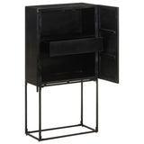 Sideboard Black 60x30x120 cm Solid Acacia and Mango Wood - Front View