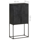 Sideboard Black 60x30x120 cm Solid Acacia and Mango Wood - Low Angle