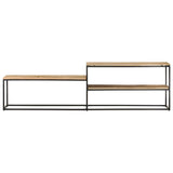 TV Cabinet 180x30x50 cm Rough Mango Wood - Front View