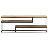 TV Cabinet 130x30x45 cm Rough Mango Wood - Front View