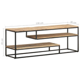 TV Cabinet 130x30x45 cm Rough Mango Wood - Low Angle