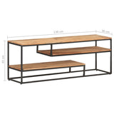 TV Cabinet 130x30x45 cm Solid Acacia Wood - Low Angle