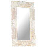 Mirror White 80x50 cm Solid Mango Wood - Low Angle
