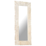 Mirror White 110x50 cm Solid Mango Wood - Close-Up Angle