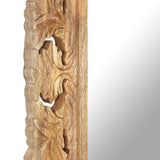 Hand Carved Mirror Brown 110x50 cm Solid Mango Wood - 45-Degree Angle