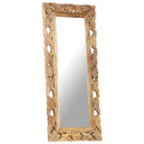 Hand Carved Mirror Brown 110x50 cm Solid Mango Wood - Close-Up Angle