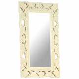 Hand Carved Mirror White 80x50 cm Solid Mango Wood