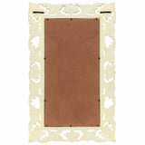 Hand Carved Mirror White 80x50 cm Solid Mango Wood - Side View