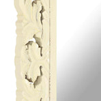 Hand Carved Mirror White 80x50 cm Solid Mango Wood