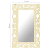 Hand Carved Mirror White 80x50 cm Solid Mango Wood