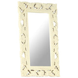 Hand Carved Mirror White 80x50 cm Solid Mango Wood