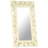Hand Carved Mirror White 80x50 cm Solid Mango Wood - Extra Image