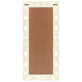 Hand Carved Mirror White 110x50 cm Solid Mango Wood