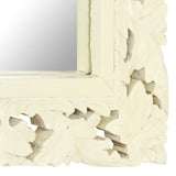 Hand Carved Mirror White 110x50 cm Solid Mango Wood - Top-Down View