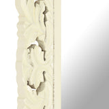 Hand Carved Mirror White 110x50 cm Solid Mango Wood - 45-Degree Angle