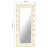 Hand Carved Mirror White 110x50 cm Solid Mango Wood