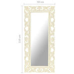 Hand Carved Mirror White 110x50 cm Solid Mango Wood