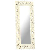 Hand Carved Mirror White 110x50 cm Solid Mango Wood - Extra Image