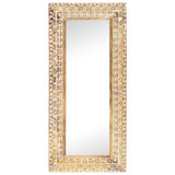 Hand-Carved Mirror 110x50x2.6 cm Solid Mango Wood - Front View