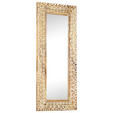 Hand-Carved Mirror 110x50x2.6 cm Solid Mango Wood - Low Angle