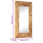 Hand-Carved Mirror 80x50x2.5 cm Solid Mango Wood