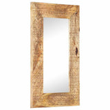 Hand-Carved Mirror 80x50x2.5 cm Solid Mango Wood - Rear View