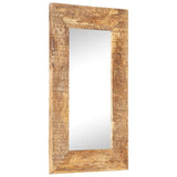 Hand-Carved Mirror 80x50x2.5 cm Solid Mango Wood - Low Angle