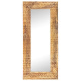 Hand-Carved Mirror 110x50x2.5 cm Solid Mango Wood - Front View