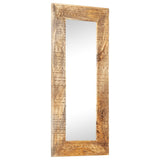 Hand-Carved Mirror 110x50x2.5 cm Solid Mango Wood - Close-Up Angle