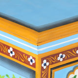 Hand-Painted Sideboard Multicolour 110x30x76cm Solid Mango Wood - Rear View