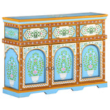 Hand-Painted Sideboard Multicolour 110x30x76cm Solid Mango Wood - Extra Image
