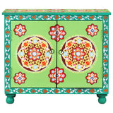 Hand Painted Sideboard Multicolour 70x35x60 cm Solid Mango Wood - Front View