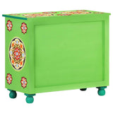 Hand Painted Sideboard Multicolour 70x35x60 cm Solid Mango Wood - 45-Degree Angle