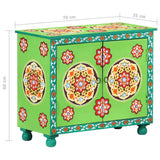 Hand Painted Sideboard Multicolour 70x35x60 cm Solid Mango Wood - Low Angle