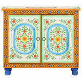 Hand Painted Sideboard 70x35x60 cm Solid Mango Wood - Side View