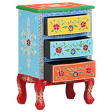 Hand Painted Bedside Cabinet 40x30x60 cm Solid Mango Wood - Front View