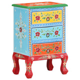 Hand Painted Bedside Cabinet 40x30x60 cm Solid Mango Wood - Extra Image
