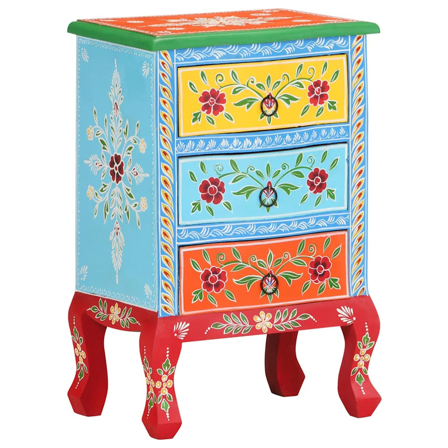 Hand Painted Bedside Cabinet 40x30x60 cm Solid Mango Wood