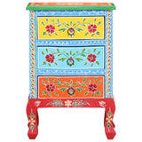 Hand Painted Bedside Cabinet 40x30x60 cm Solid Mango Wood - Side View