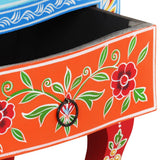 Hand Painted Bedside Cabinet 40x30x60 cm Solid Mango Wood - Close-Up Angle