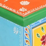 Hand Painted Bedside Cabinet 40x30x60 cm Solid Mango Wood - Low Angle