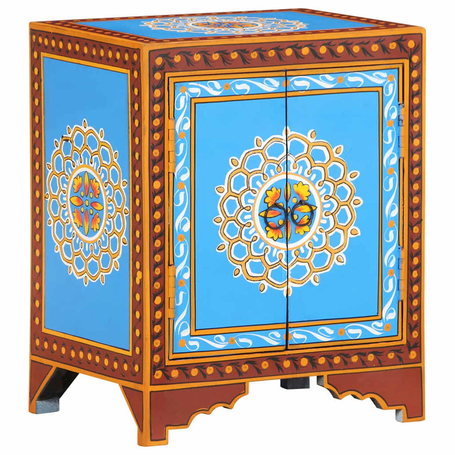 Hand Painted Bedside Cabinet 40x30x50 cm Solid Mango Wood