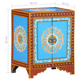 Hand Painted Bedside Cabinet 40x30x50 cm Solid Mango Wood - Low Angle