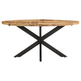 Dining Table 160x90x75 cm Rough Mango Wood - Front View